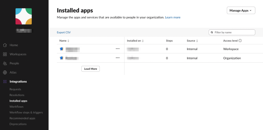 Org-level app on the admin dashboard