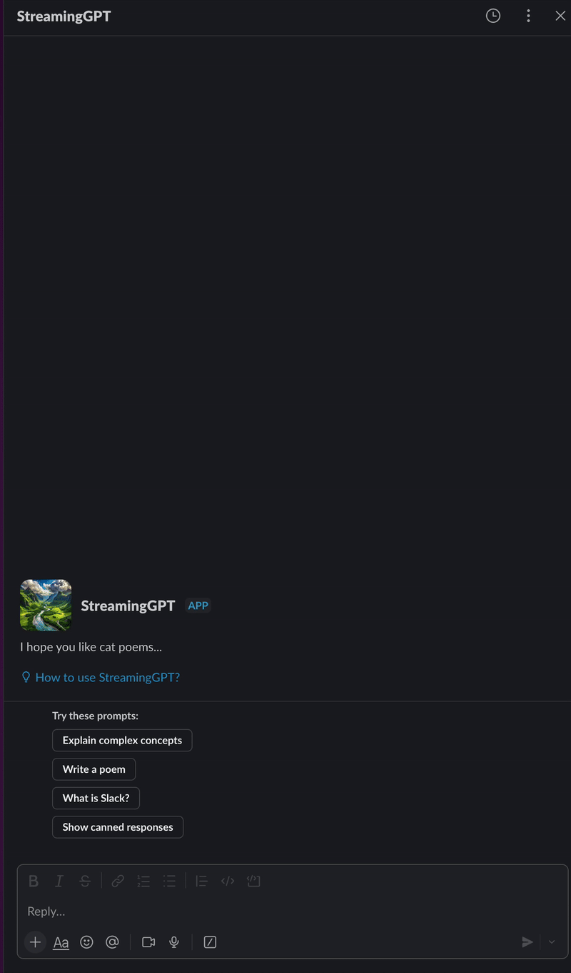 Gif of text streaming